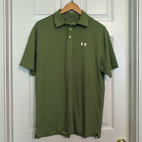 Under Armour Loose Dri-fit Men’s Polo Size Large Green/Navy Performance Material - Picture 1 of 9